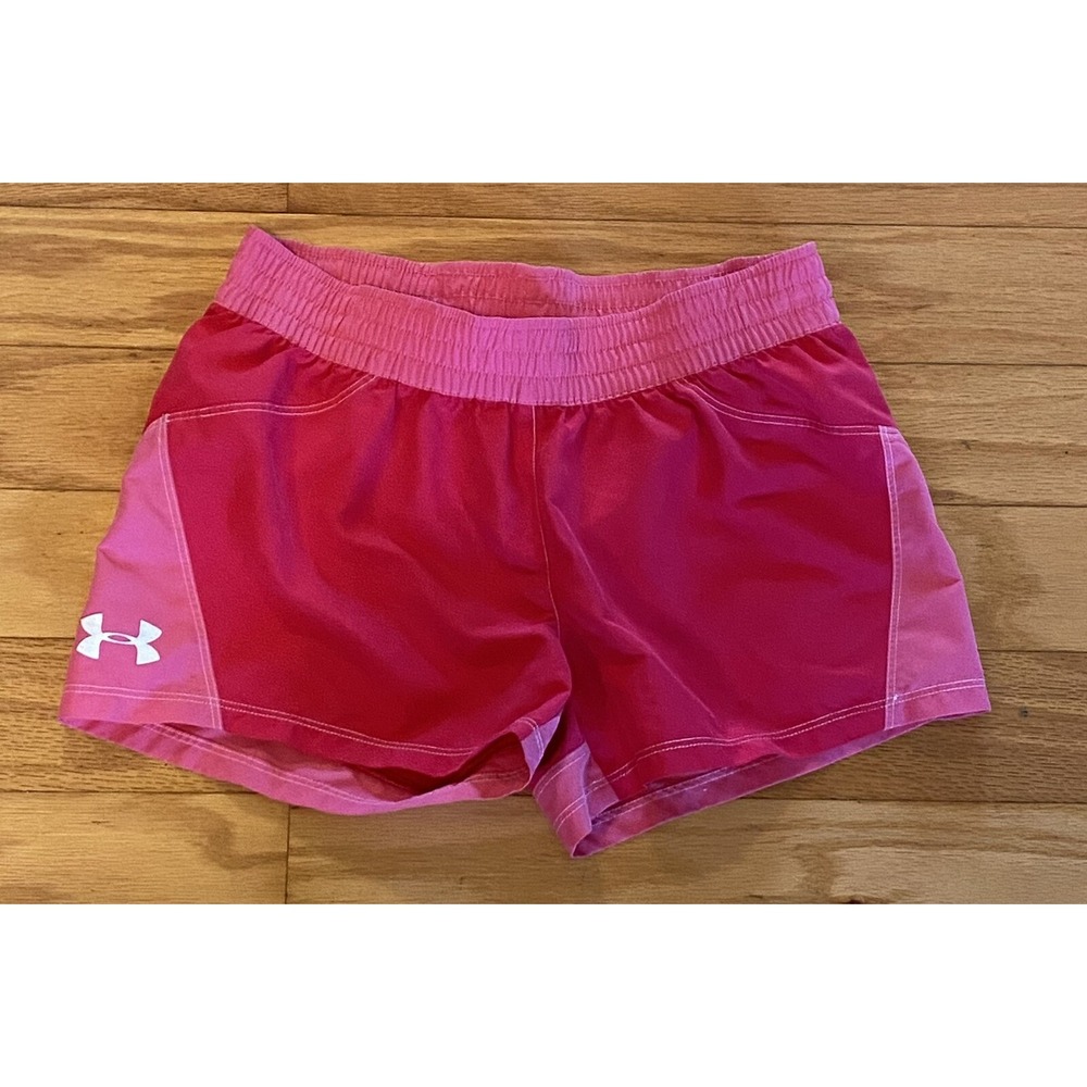 Under Armour Girls Youth Athletic Shorts Pink Youth Large